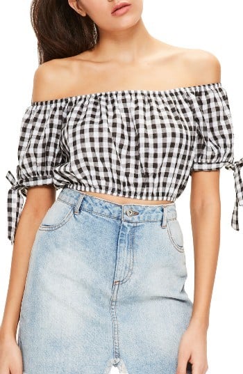 Missguided Gingham Off-the-Shoulder Blouse