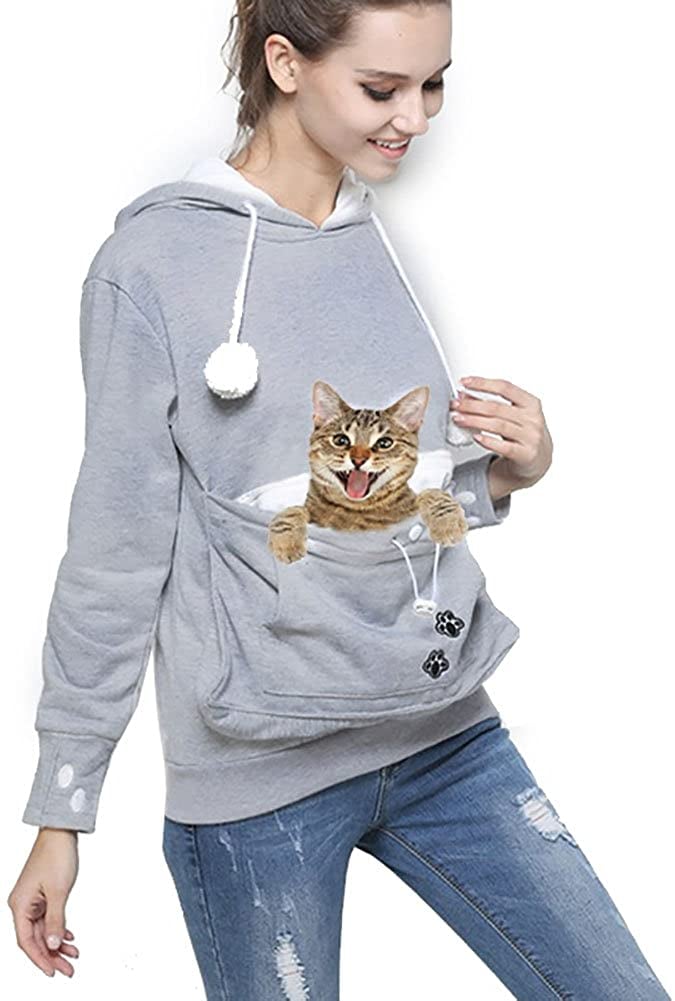 Pet Carrier Shirts Kitten Puppy Holder Animal Pouch Hood Sweatshirt