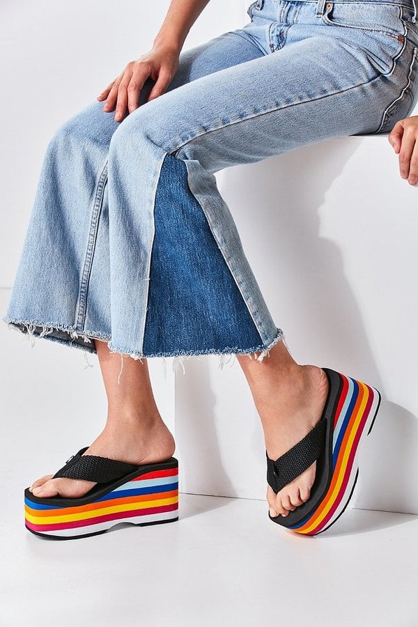 Rocket dog shop rainbow flip flops