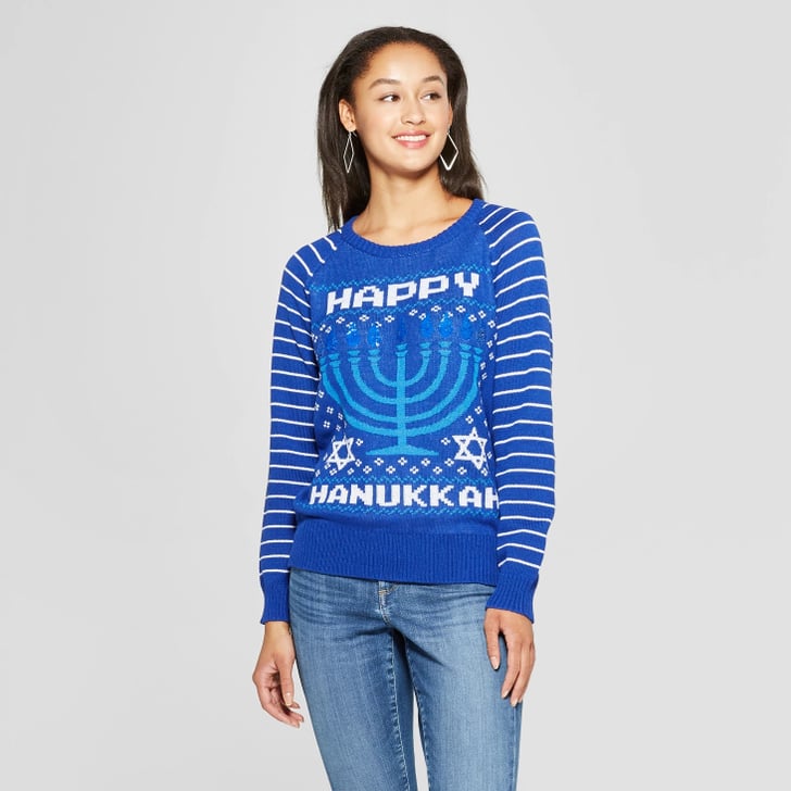 Women's Happy Hanukkah Reversible Ugly Sweater Ugly Hanukkah Sweaters