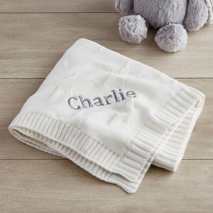 Personalised Ivory Star Jacquard Blanket