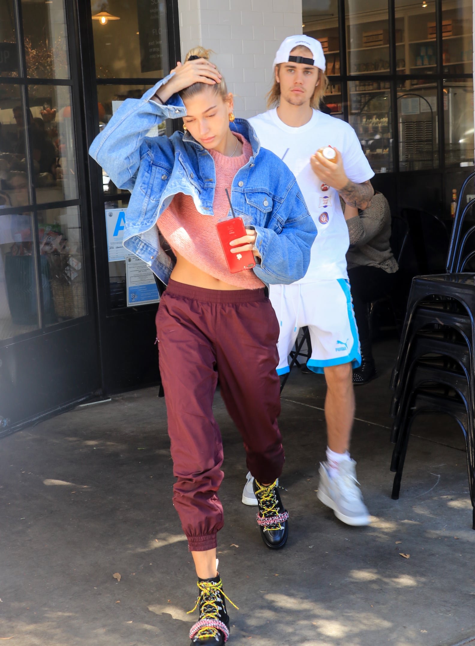 Hailey Baldwin Combat Boots Yellow Laces House of Holland | POPSUGAR ...