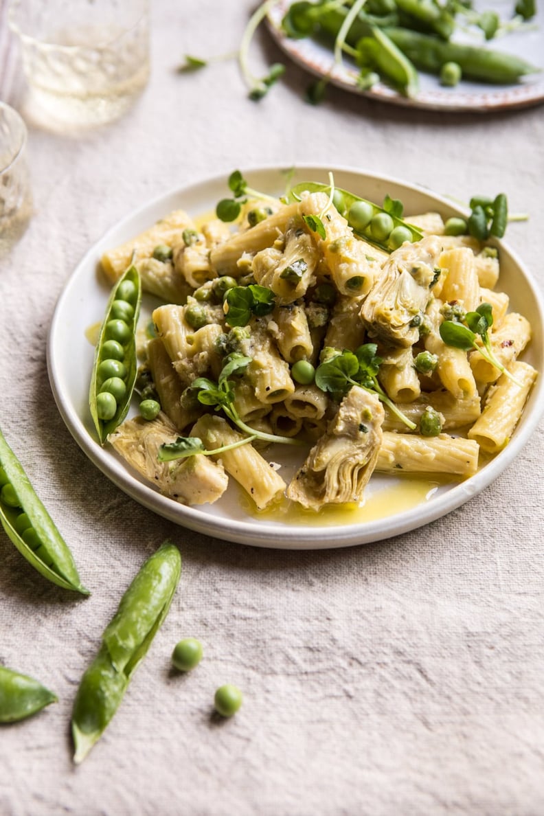 30-Minute Artichoke and Pea Rigatoni Pasta