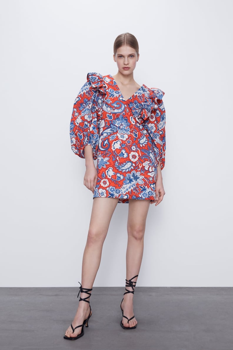 Zara Ruffled Print Dress