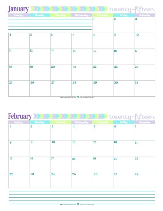 Pastel Plans | Free Printable 2015 Calendar | POPSUGAR Smart Living Photo 5