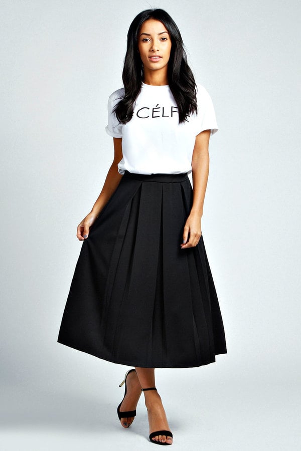 Mindy Kaling's Black Crop Top and Skirt | POPSUGAR Fashion