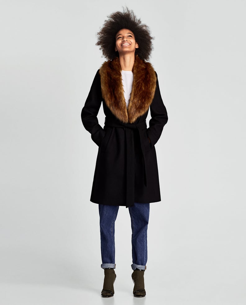 Coat With Faux Fur Collar