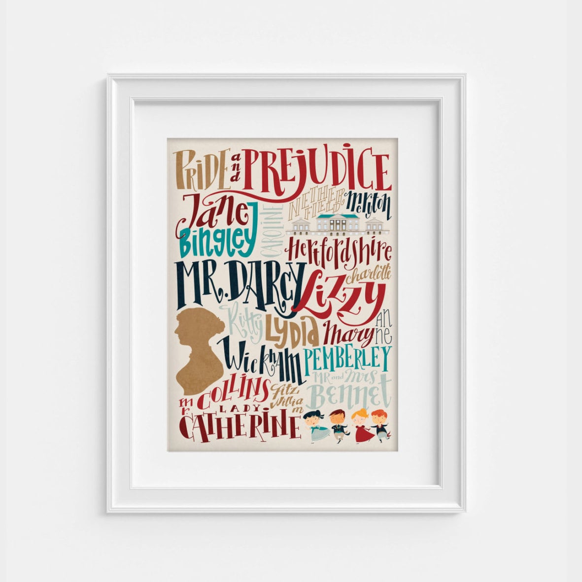 Jane Austen, Jane Austen Art, Author Gifts, Literary Gifts Poster by  365UNIART