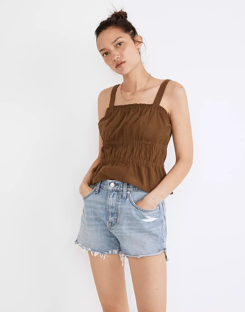 Relaxed Denim Shorts in Madera Wash: Side-Slit Edition