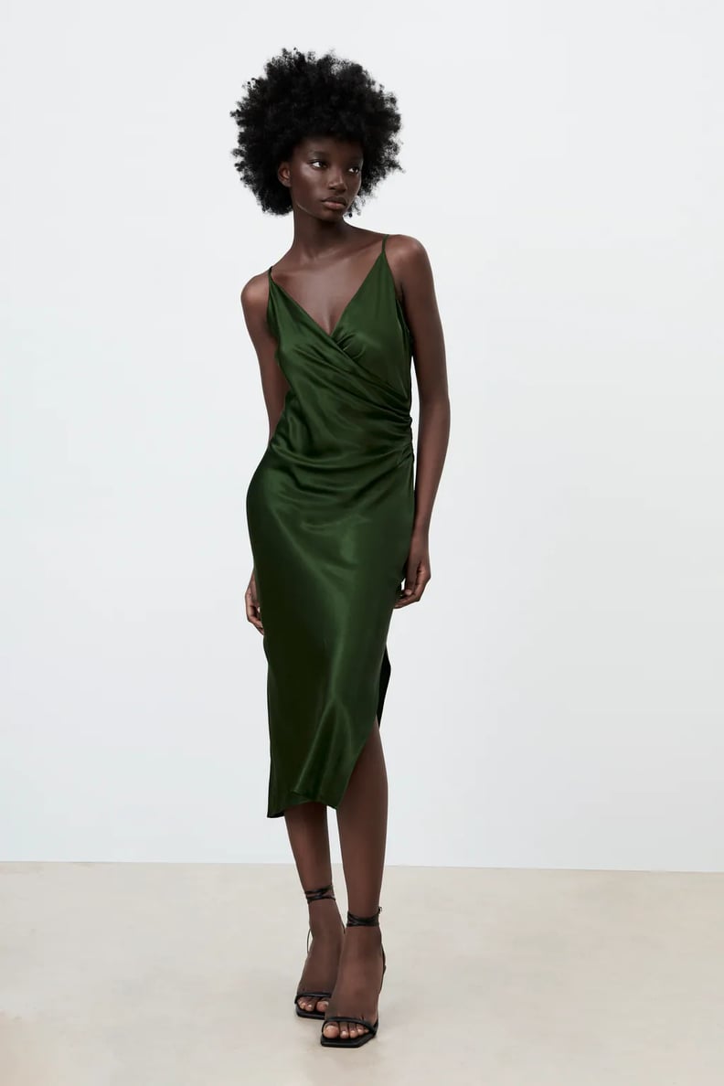 A Touch of Green: Zara Draped Lingerie-Style Dress