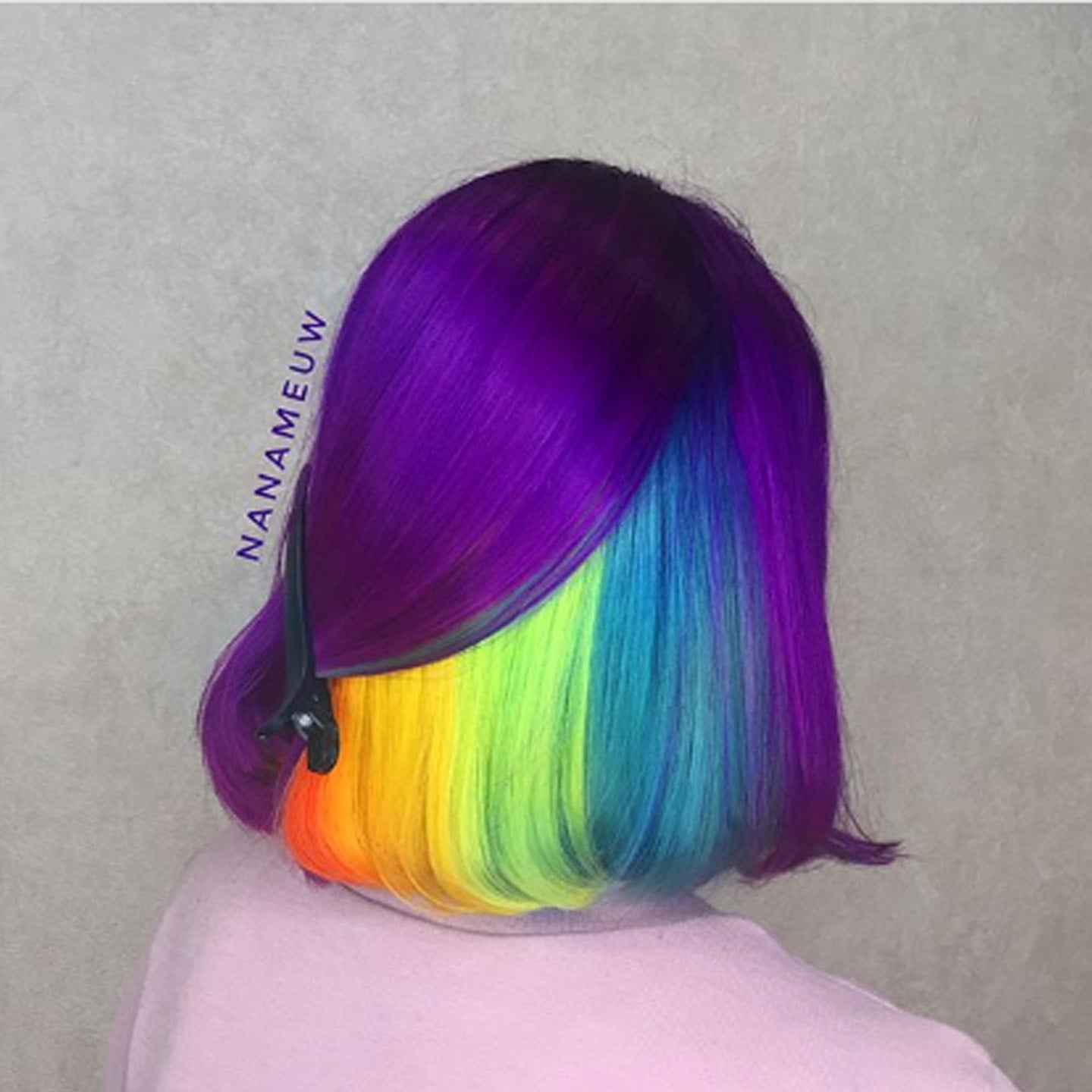 Purple Bob Has Hidden Rainbow Underneath POPSUGAR Beauty