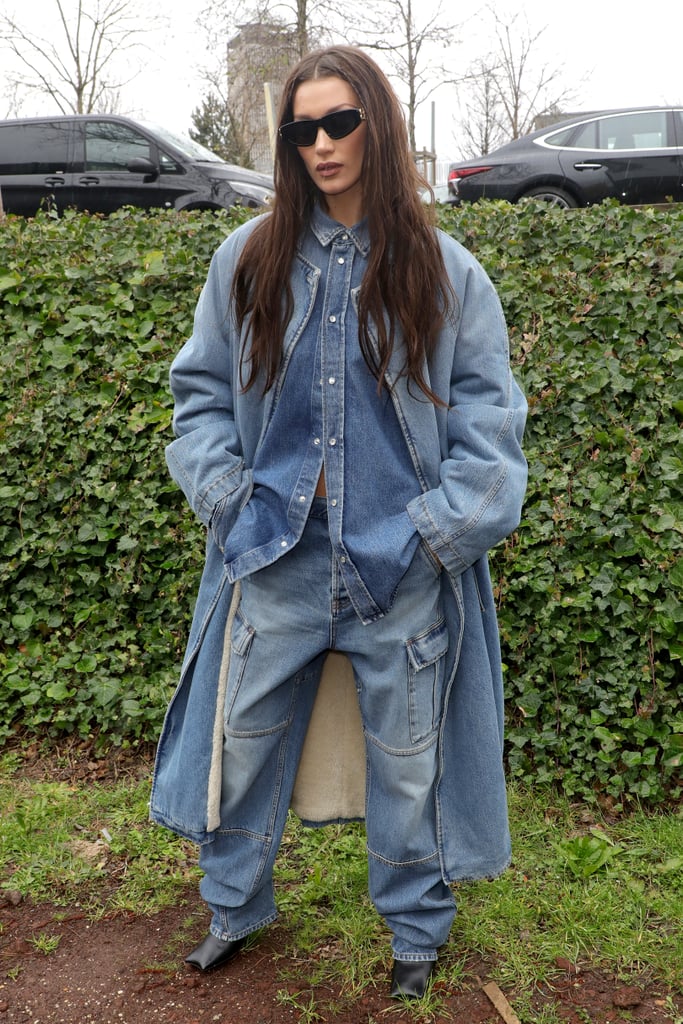 Bella Hadid Denim-on-Denim Outfit Paris Fashion Week Photos