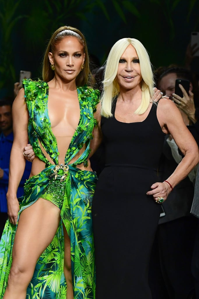 Jennifer Lopez Wore a New Green Dress on the Versace Runway