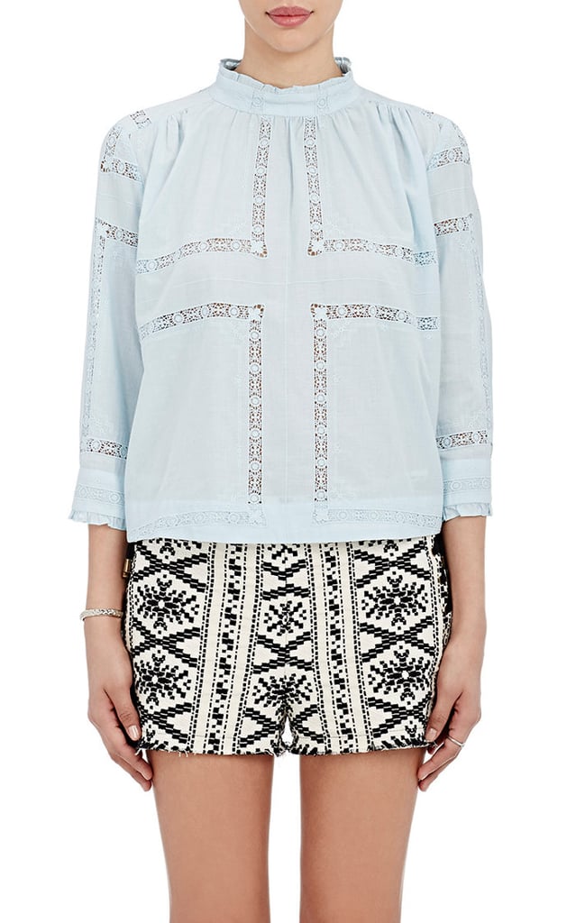 Sea Women's Lace-Inset High-Neck Top-Blue ($320)
