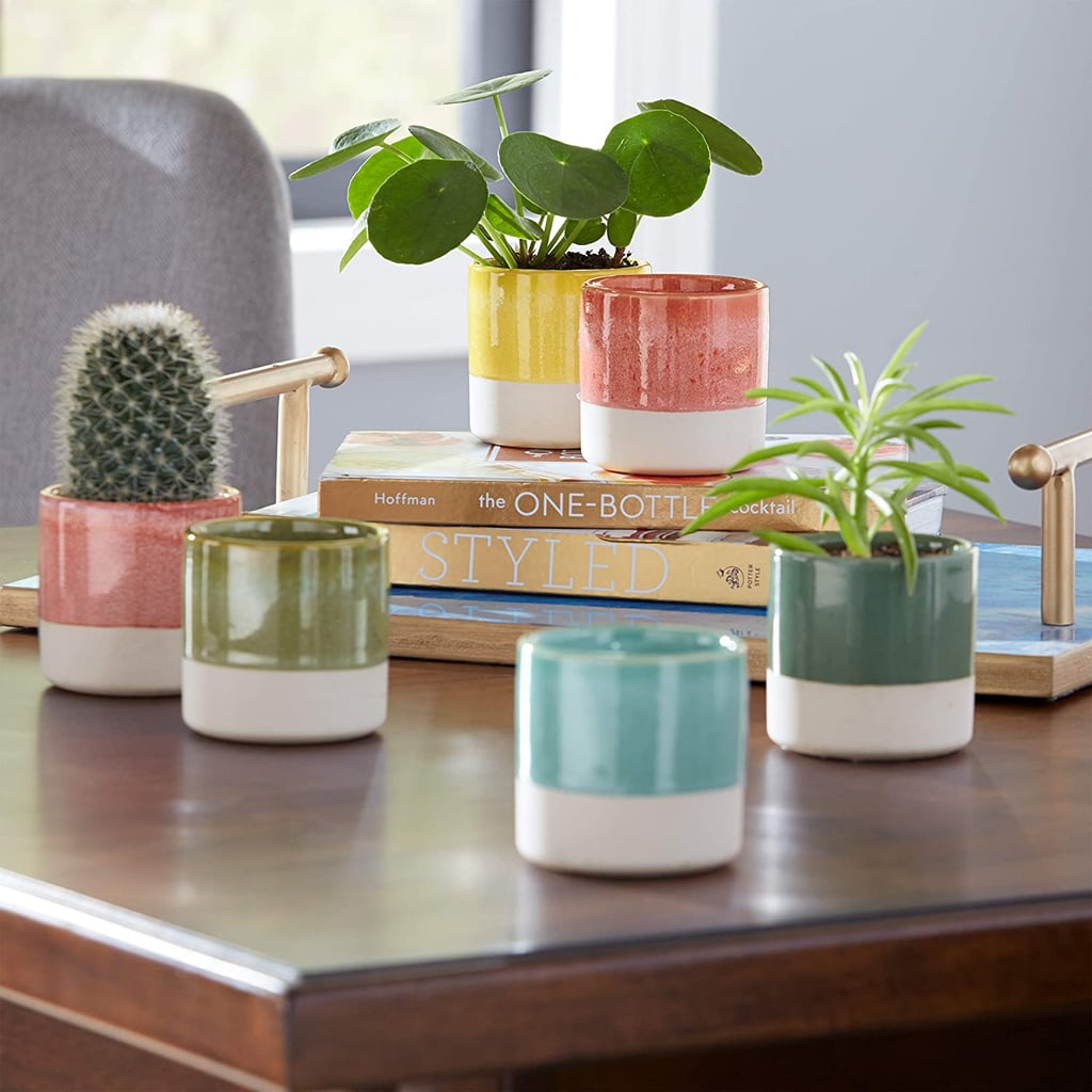 For a Colorful Moment: Rivet Modern Colorful Stoneware Garden Planter Flower Pot Set