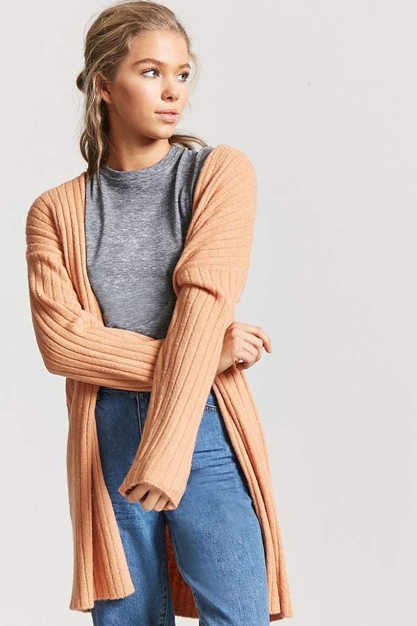 Forever 21 Ribbed Open-Front Cardigan