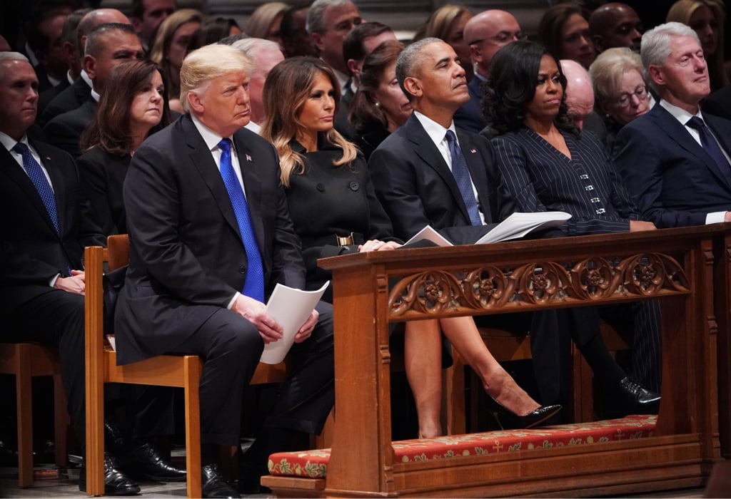 George W Bush Gives Michelle Obama Candy at Father's Funeral