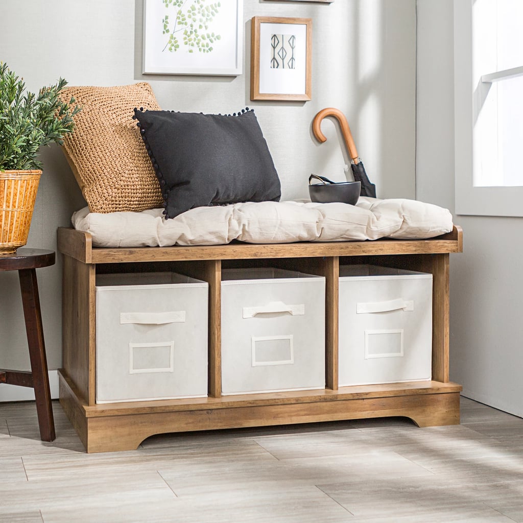 Saracina Home 42" Wood Storage Bench With Totes And Cushion