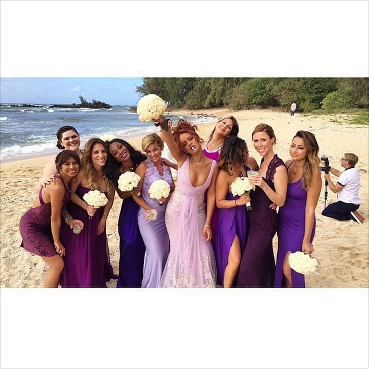 Rihanna's Purple Badgley Mischka Bridesmaid Dress