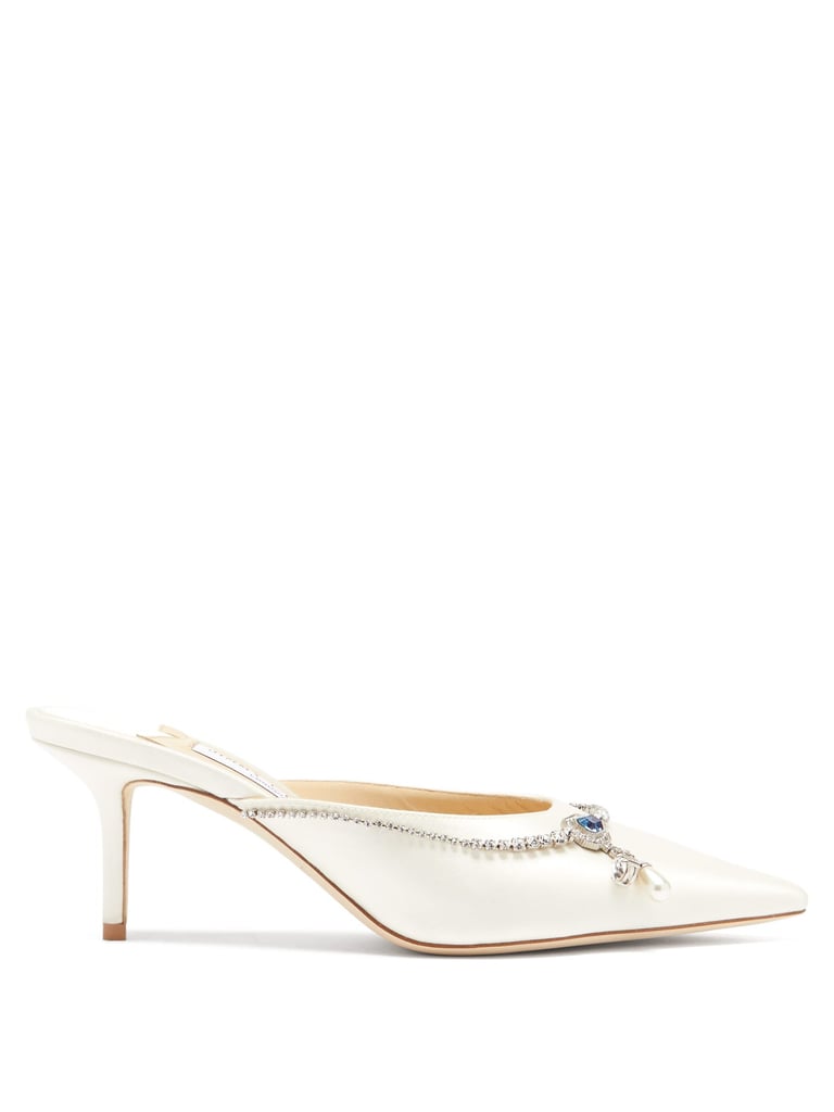 Jimmy Choo Rav 65 Crystal-Embellished Satin Mules