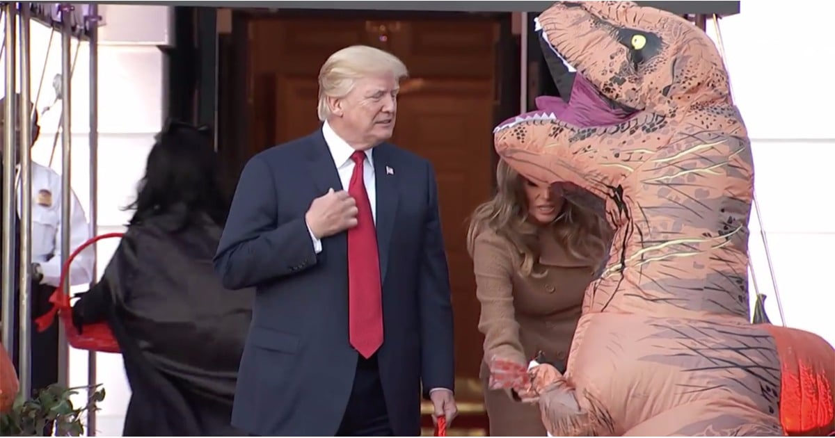Donald Trump Ignores Kid in Dinosaur Costume Halloween 2017 | POPSUGAR News