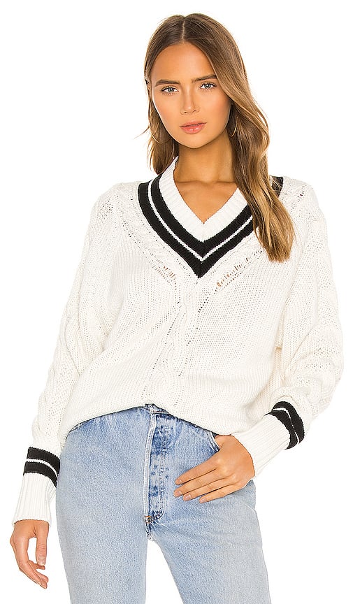 Re/Done 90s Recycled Tennis Sweater in Ivory & Black
