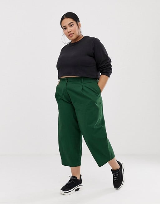 ASOS Design Curve Balloon Leg Pants With Lace Up Back in Green