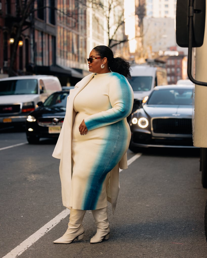 Winter Work Outfits With a Ribbed Sweater Dress