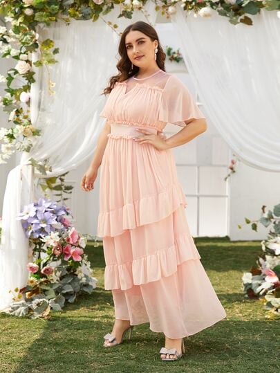 Shein Plus Frill Ruffle Trim A-Line Dress