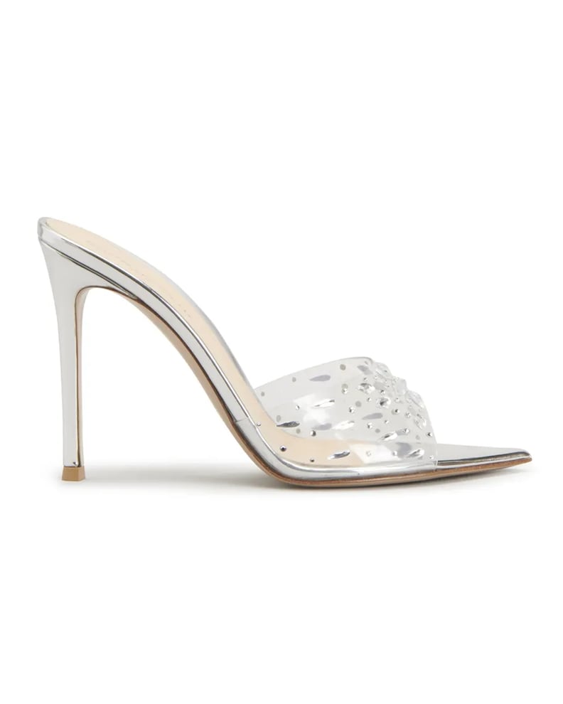 Gianvito Rossi Crystal Clear Metallic Mule Sandals