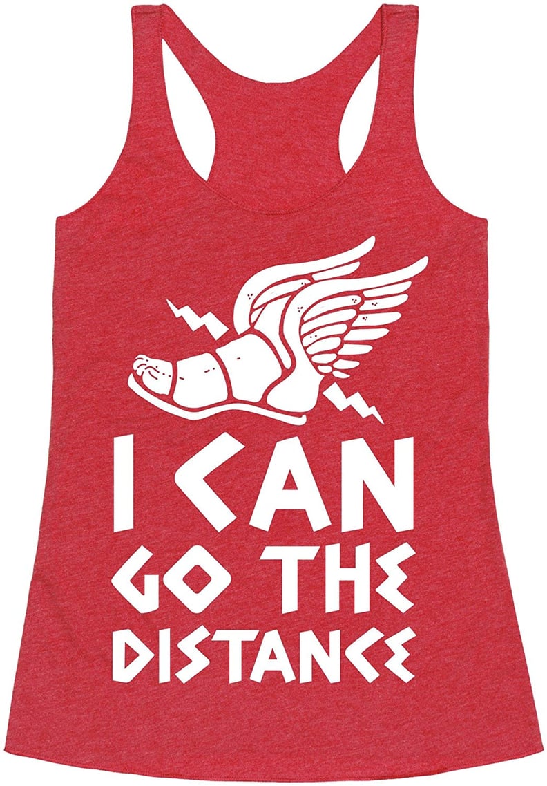 Lookhuman I Can Go the Distance Heathered Black Women's Racerback Tank