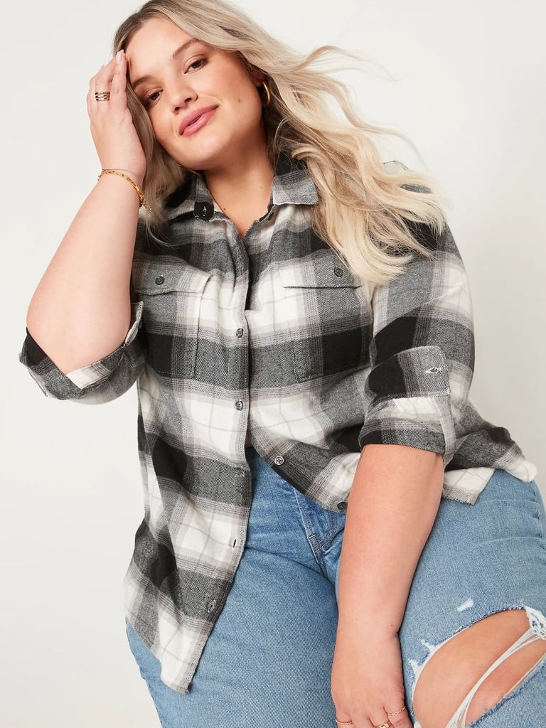 Old Navy Oversized Plaid Flannel Boyfriend Tunic Shirt