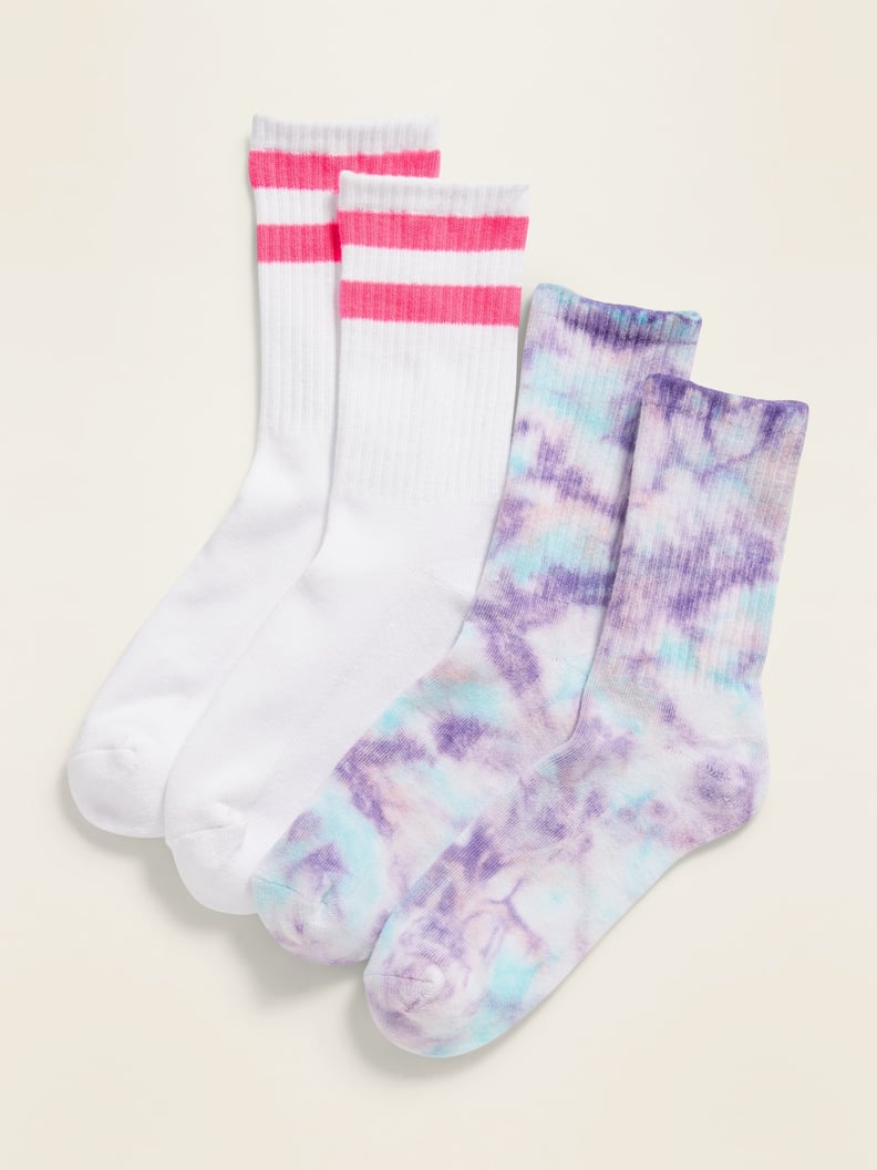 POPSUGAR x Old Navy Printed Unisex Socks 2-Pack — Pink Stripe/Purple Tie-Dye