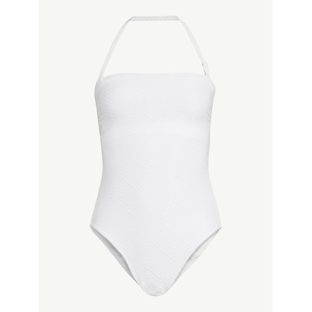Love & Sports Textured Strapless One-Piece Swimsuit