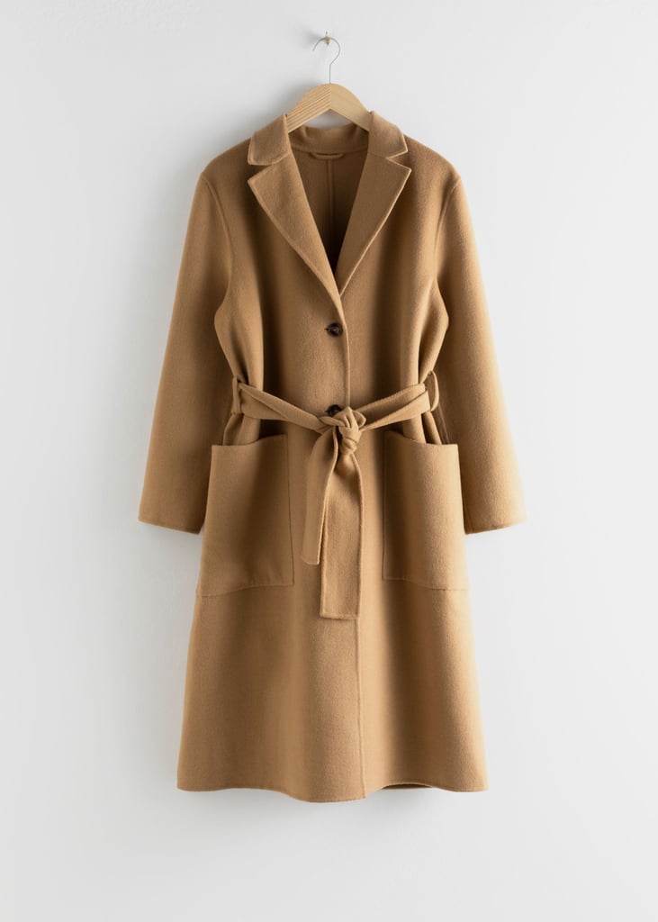 Wool Blend Belted Long Coat