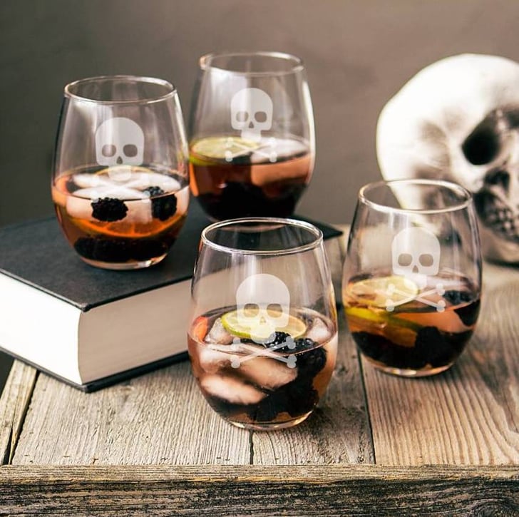 Cathy's Concepts Skull & Crossbones Stemless Wine Glasses