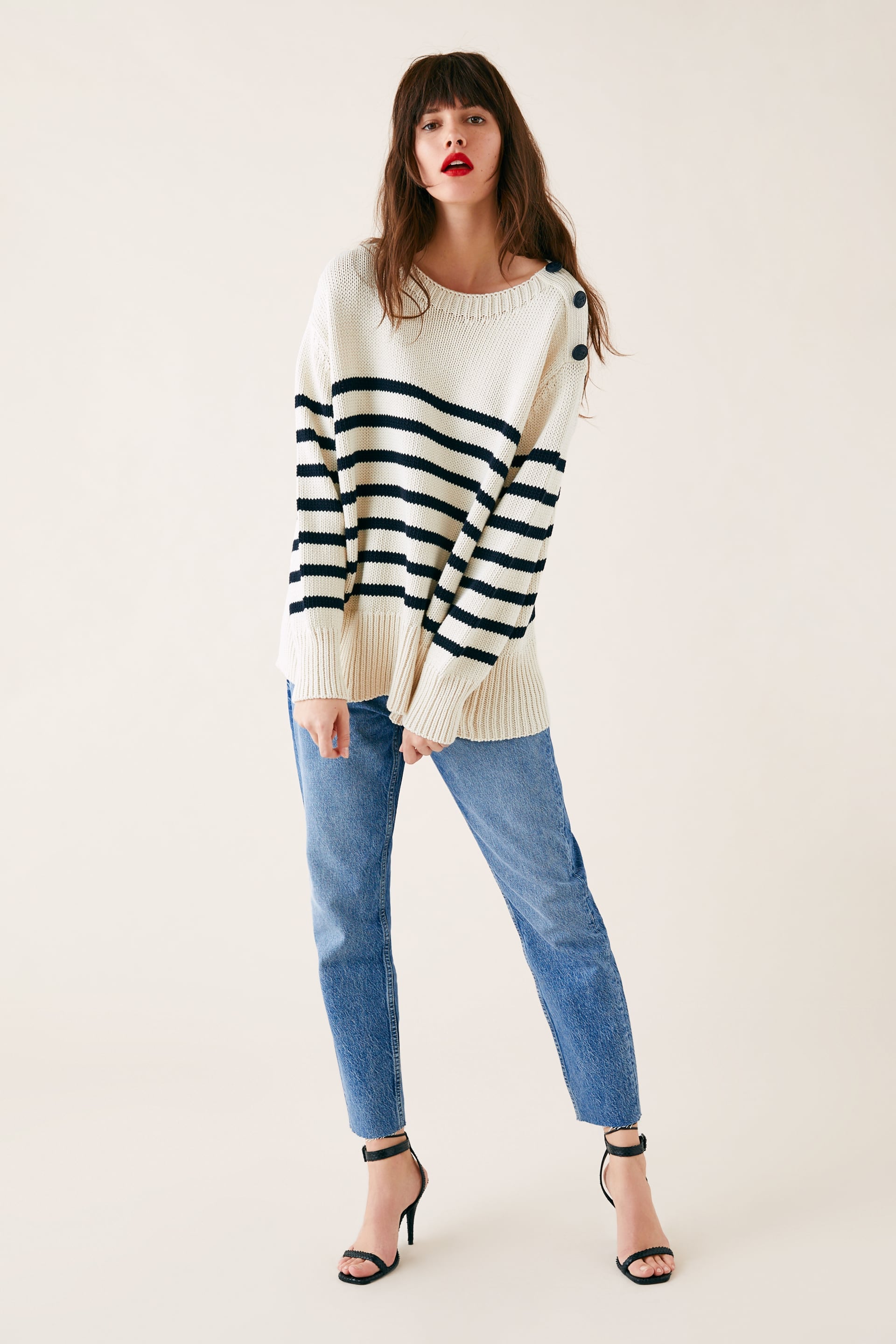 zara knit sweatshirt with shimmer stripes
