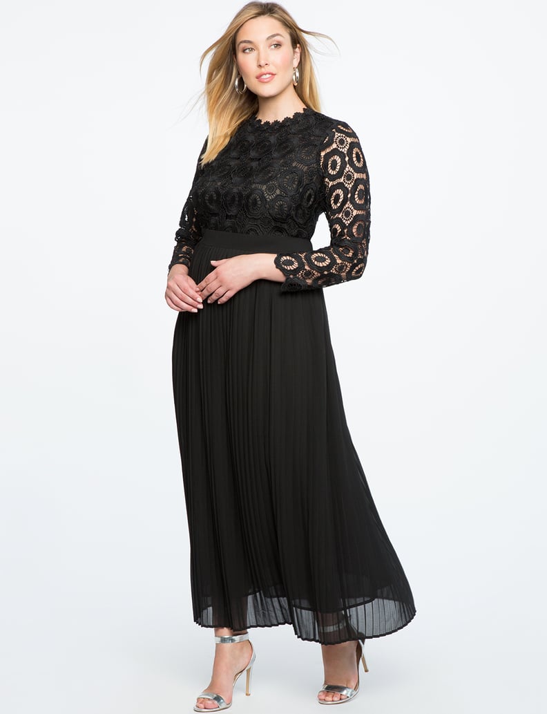 Eloquii Lace Evening Dress with Pleated Skirt
