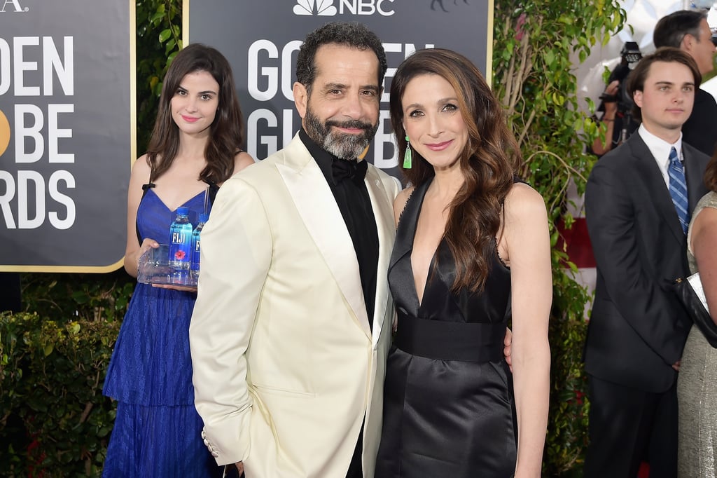 She deserves a guest starring role on The Marvelous Mrs. Maisel for flawlessly squeezing into this snap of Tony Shalhoub and Marin Hinkle.