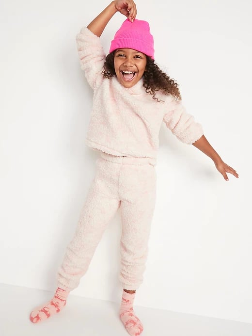 Old Navy Cozy Sherpa Cowl-Neck Pajama Top and Joggers Set for Girls