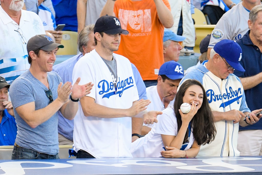Ashton Kutcher and Mila Kunis at LA Dodgers Game Oct. 2016