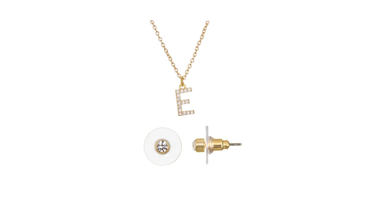 LC Lauren Conrad Monogram Necklace Stud Nickel Free Earring Set