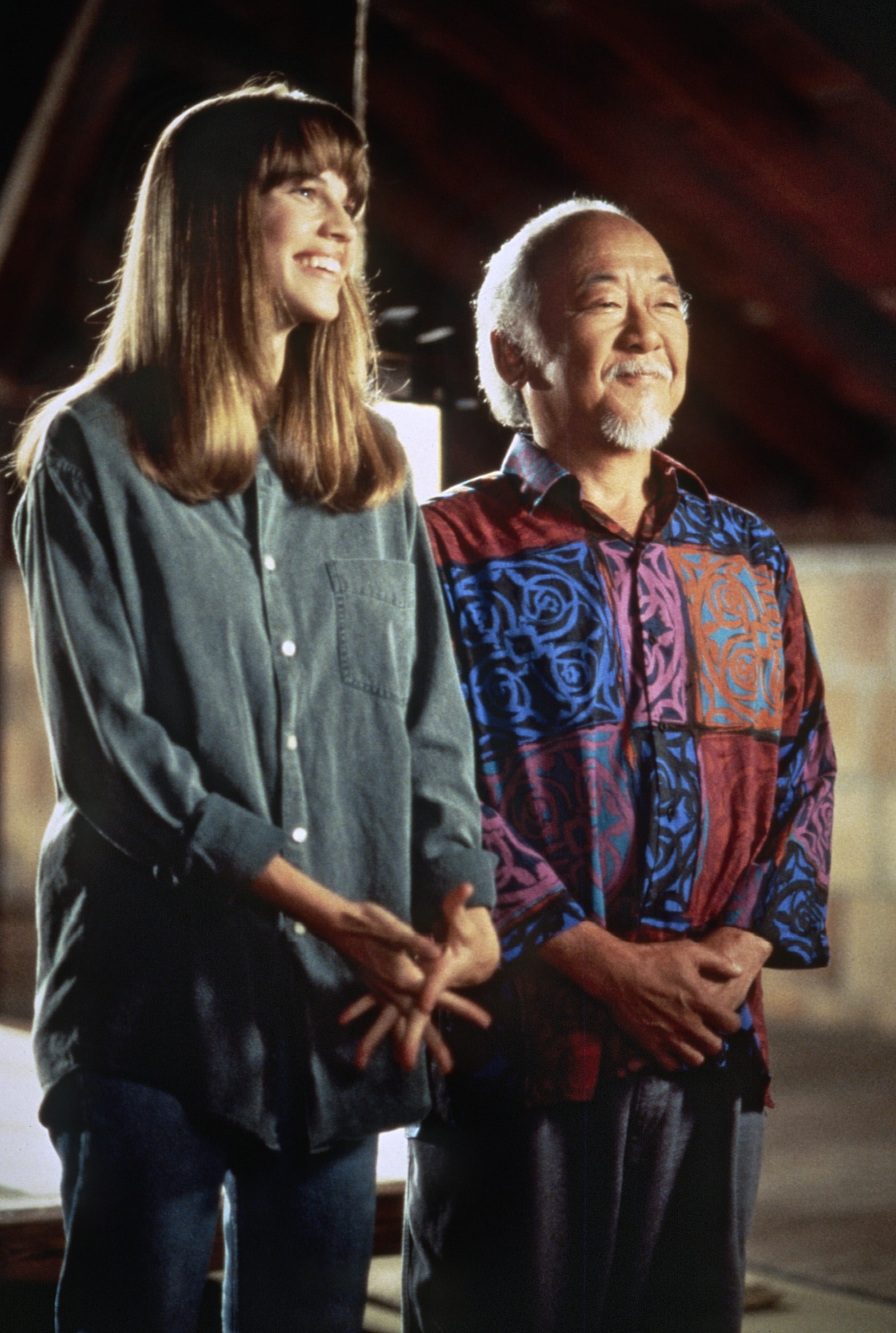 THE NEXT KARATE KID, from left: Hilary Swank, Pat Morita, 1994. Columbia Pictures / Courtesy Everett Collection