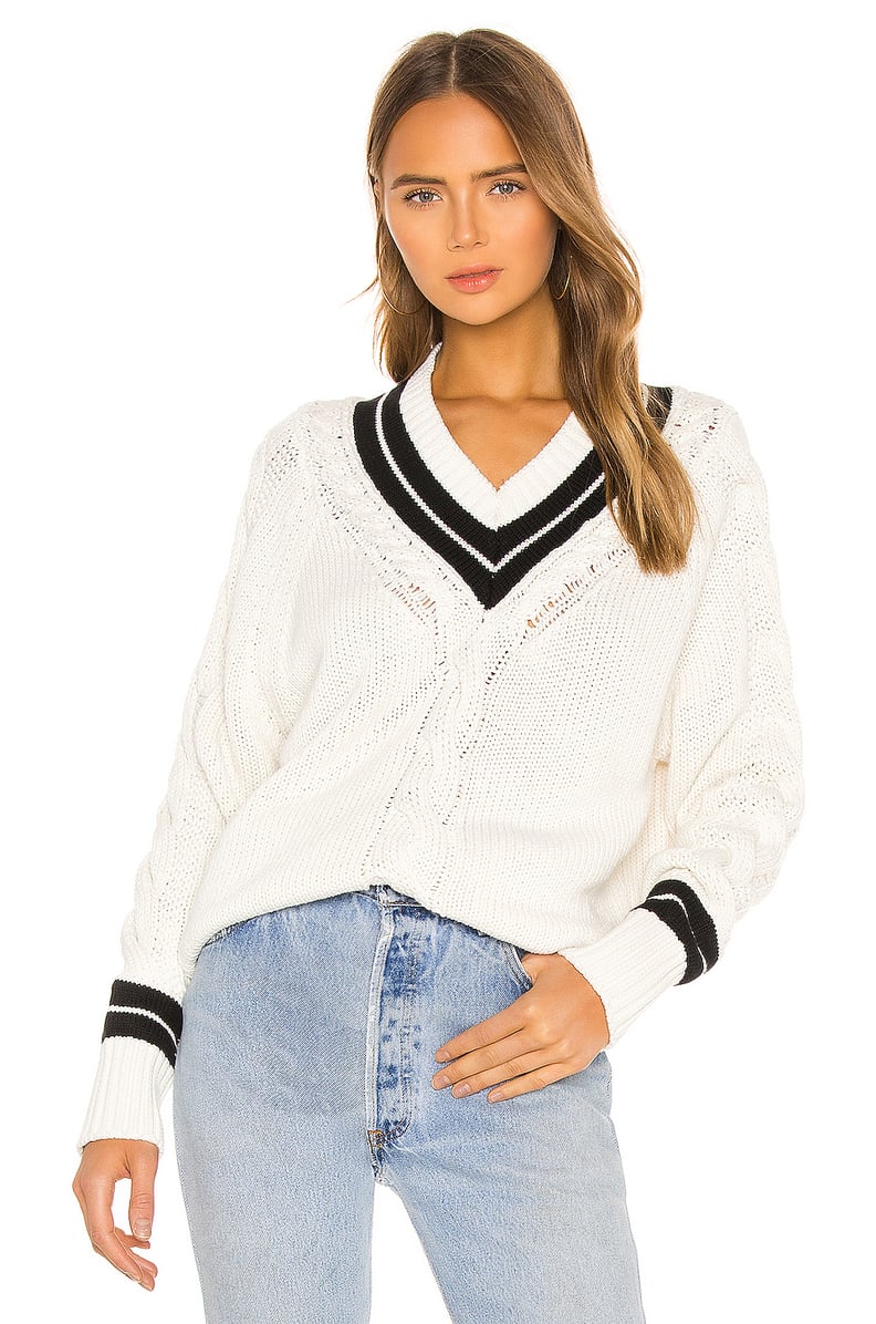 Re/Done 90s Recycled Tennis Sweater in Ivory & Black