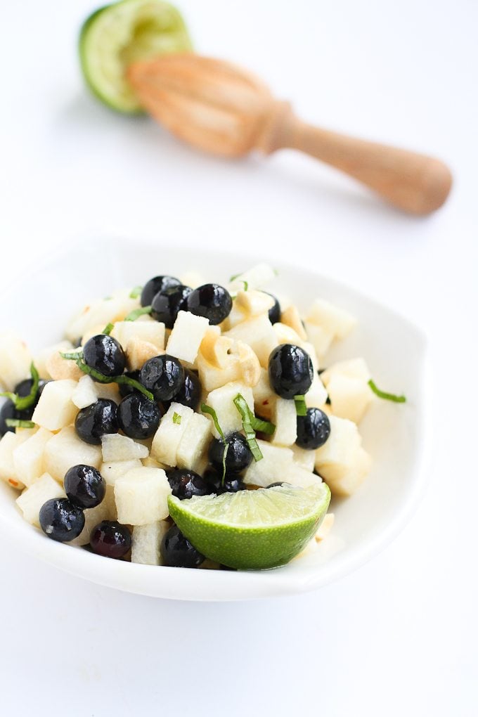 Spicy Blueberry Jicama Breakfast Salad With Cashews