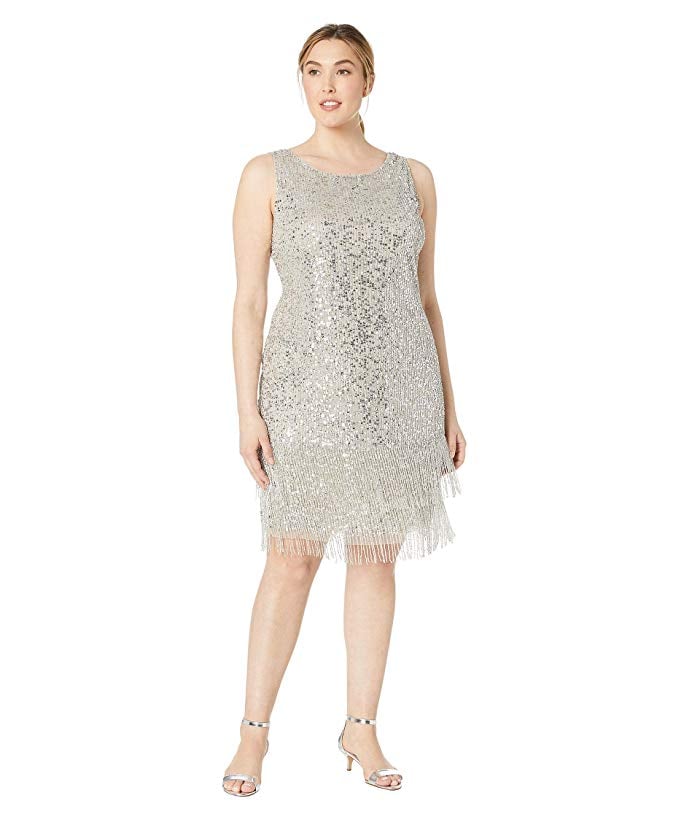 Sleeveless Fringe Beaded Cocktail Dress 