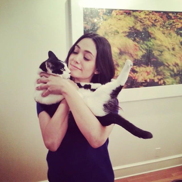 Emmy Rossum got close with a cat.
Source: Instagram user emmyrossum