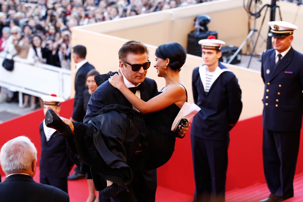 Alec Baldwin carried Hilaria Baldwin up some steps at the premiere of Moonrise Kingdom at the Cannes Film Festival in 2012.