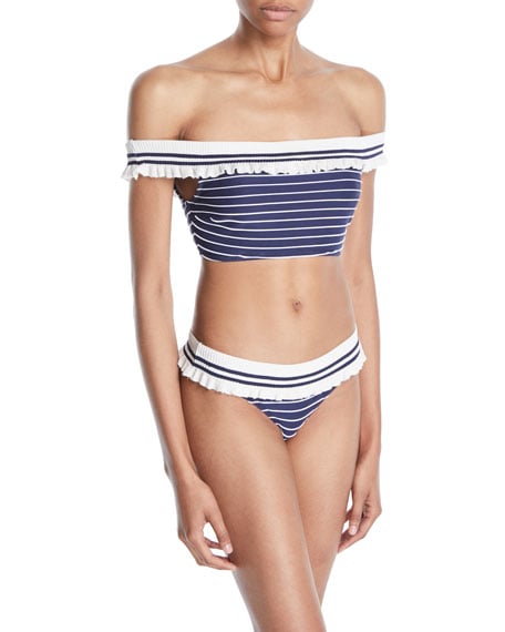 Jonathan Simkhai Striped Rib-Knit Hipster Bikini