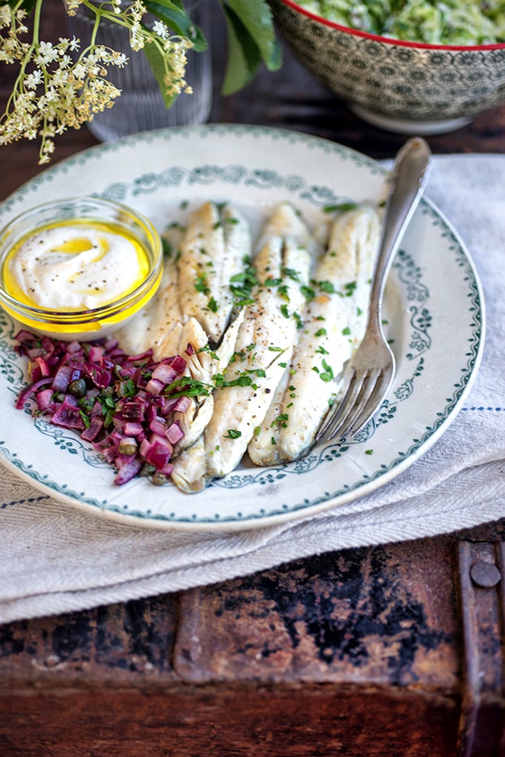 Pan-Fried Sea Bass With Yogurt-Tahini Sauce